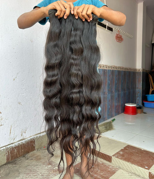 𝗥𝗮𝘄 𝗜𝗻𝗱𝗶𝗮𝗻 𝗪𝗮𝘃𝘆 𝗪𝗲𝗳𝘁 𝗛𝗮𝗶𝗿