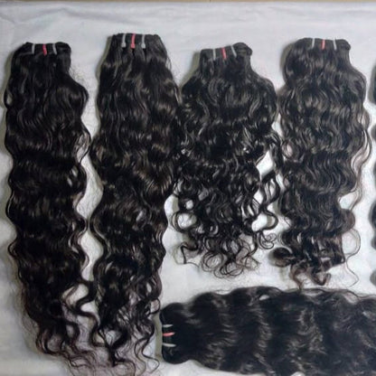 𝗥𝗮𝘄 𝗜𝗻𝗱𝗶𝗮𝗻 𝗖𝘂𝗿𝗹𝘆 𝗪𝗲𝗳𝘁 𝗛𝗮𝗶𝗿 𝟯 𝗣𝗰𝘀