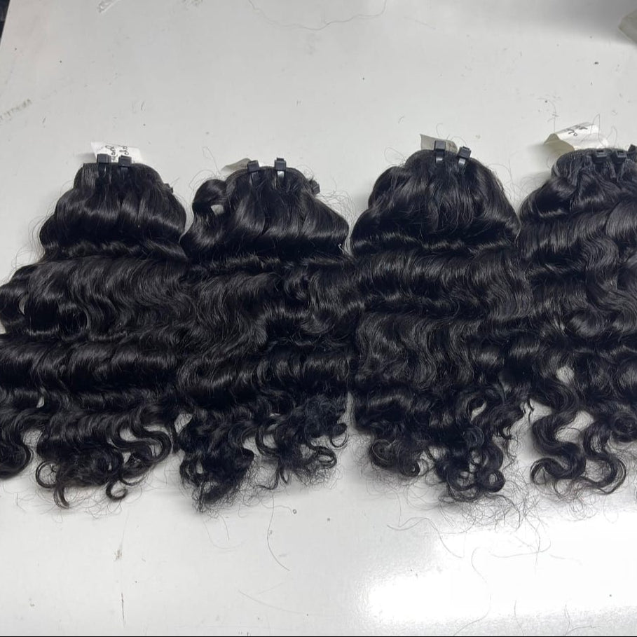 𝗥𝗮𝘄 𝗜𝗻𝗱𝗶𝗮𝗻 𝗖𝘂𝗿𝗹𝘆 𝗪𝗲𝗳𝘁 𝗛𝗮𝗶𝗿 𝟯 𝗣𝗰𝘀