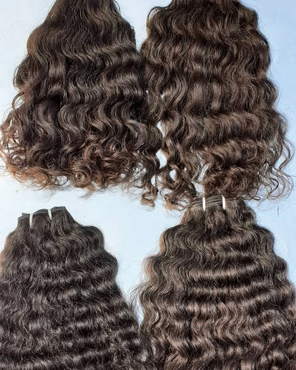 𝗥𝗮𝘄 𝗜𝗻𝗱𝗶𝗮𝗻 𝗖𝘂𝗿𝗹𝘆 𝗪𝗲𝗳𝘁 𝗛𝗮𝗶𝗿 𝟯 𝗣𝗰𝘀